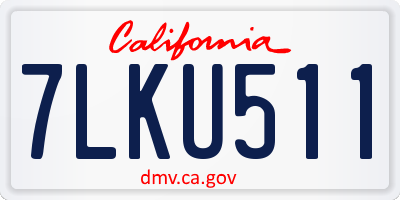 CA license plate 7LKU511