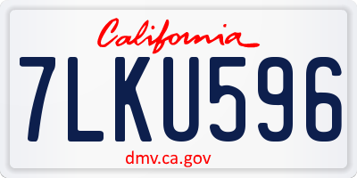 CA license plate 7LKU596