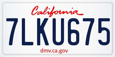 CA license plate 7LKU675