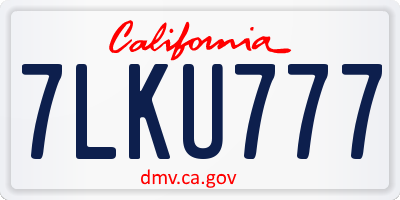 CA license plate 7LKU777