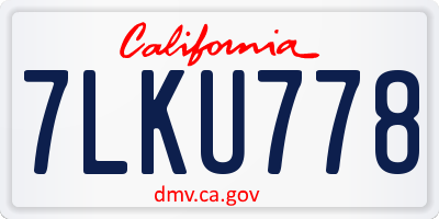 CA license plate 7LKU778