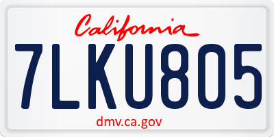CA license plate 7LKU805