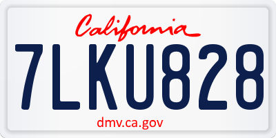 CA license plate 7LKU828