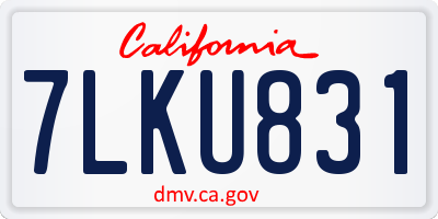 CA license plate 7LKU831