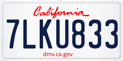 CA license plate 7LKU833