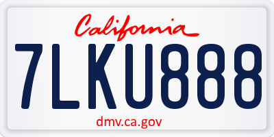 CA license plate 7LKU888
