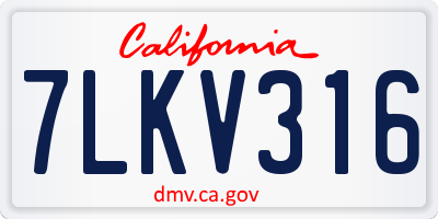 CA license plate 7LKV316