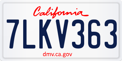 CA license plate 7LKV363