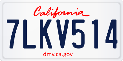 CA license plate 7LKV514