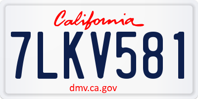 CA license plate 7LKV581