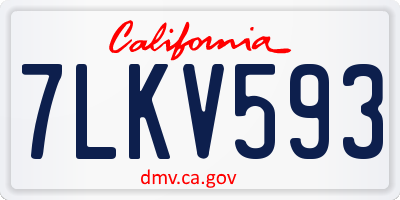 CA license plate 7LKV593