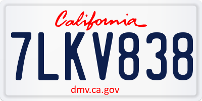CA license plate 7LKV838