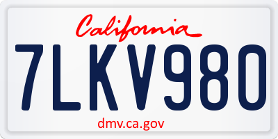CA license plate 7LKV980