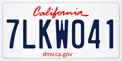 CA license plate 7LKW041