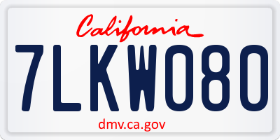 CA license plate 7LKW080
