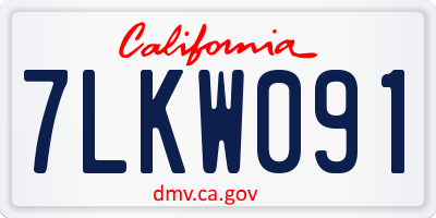 CA license plate 7LKW091
