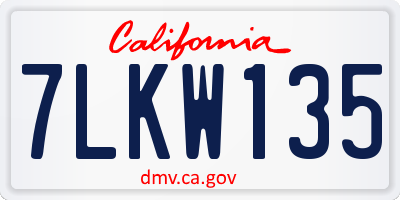 CA license plate 7LKW135