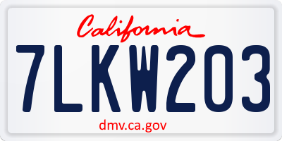 CA license plate 7LKW203