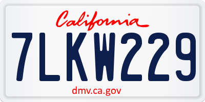 CA license plate 7LKW229