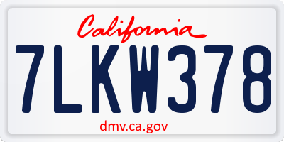 CA license plate 7LKW378