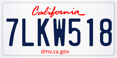 CA license plate 7LKW518