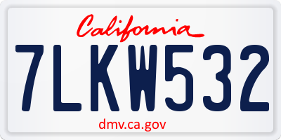 CA license plate 7LKW532
