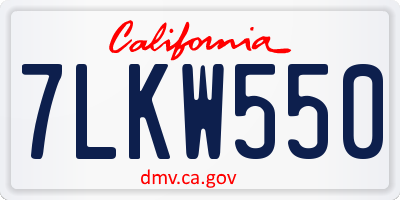 CA license plate 7LKW550