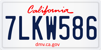 CA license plate 7LKW586