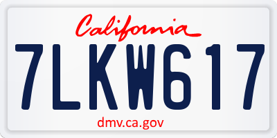 CA license plate 7LKW617