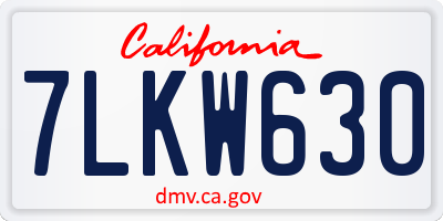 CA license plate 7LKW630