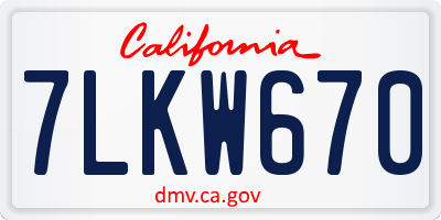 CA license plate 7LKW670
