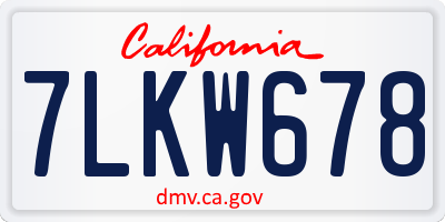 CA license plate 7LKW678