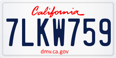CA license plate 7LKW759