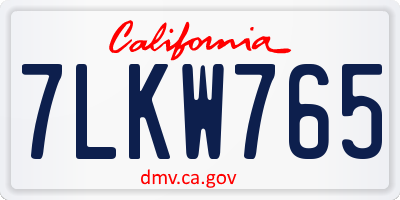 CA license plate 7LKW765