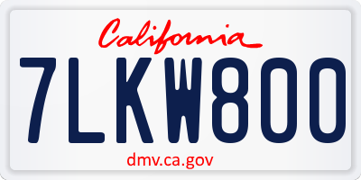 CA license plate 7LKW800