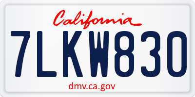 CA license plate 7LKW830