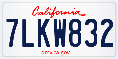 CA license plate 7LKW832