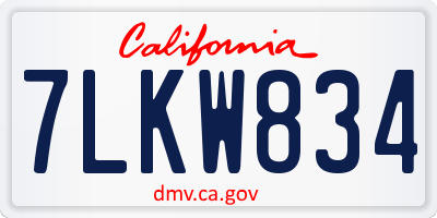 CA license plate 7LKW834