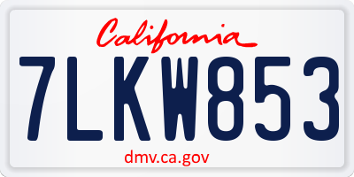 CA license plate 7LKW853