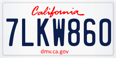 CA license plate 7LKW860