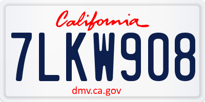 CA license plate 7LKW908