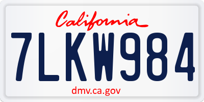 CA license plate 7LKW984