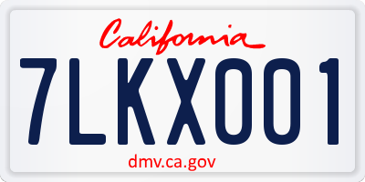 CA license plate 7LKX001