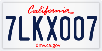 CA license plate 7LKX007