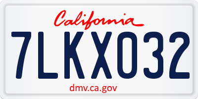 CA license plate 7LKX032