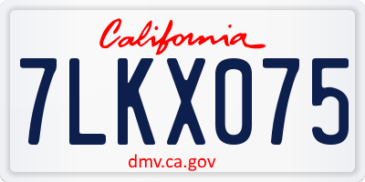CA license plate 7LKX075
