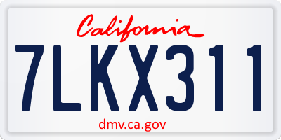 CA license plate 7LKX311