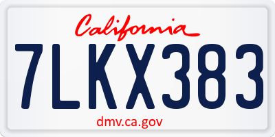 CA license plate 7LKX383