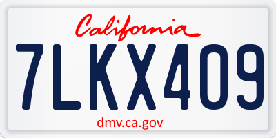 CA license plate 7LKX409