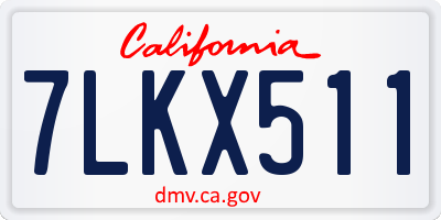 CA license plate 7LKX511